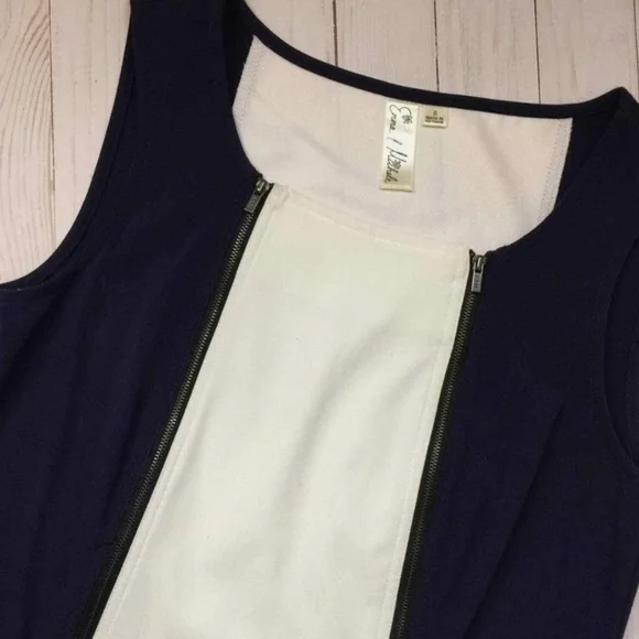 Emma & Michele 6 Vintage White & Blue Sleeveless Midi Dress SHOWSTOPPER GREAT UC - Picture 4 of 17